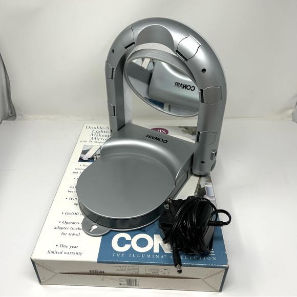 CONAIR double sided 5X/1X light up make up mirror - vintage, NWOT - Picture 5 of 14